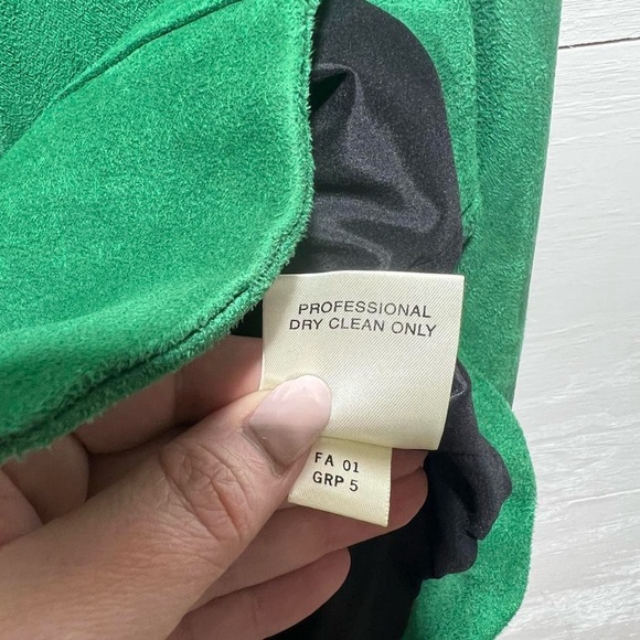 St. John Sport by Marie Gray • Emerald Faux Suede Gold Button Blazer - Picture 2 of 8